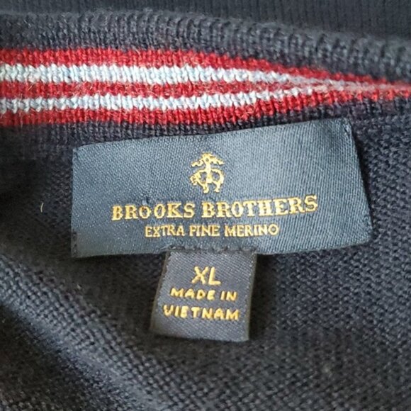 XL Brooks Brothers Extra Fine Merino Wool Crewneck Sweater navy blue - Picture 12 of 15